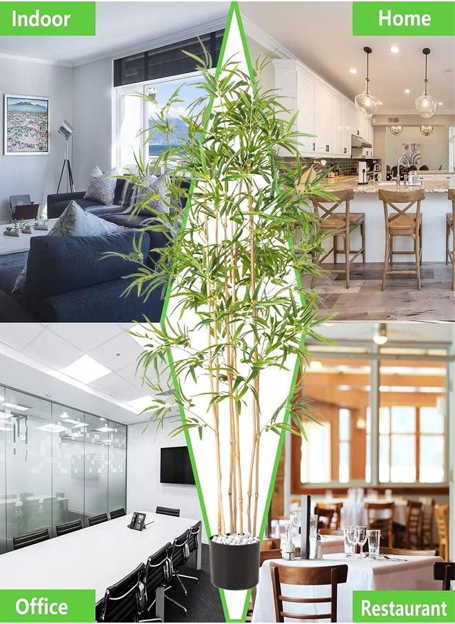FPC Artificial Bamboo Tree, Real Touch Technology, Artificial Plant with 7 Trunks, Ideal for Home Office Indoor Decoration Equipped With Black Basin and White Stone  - Image 4
