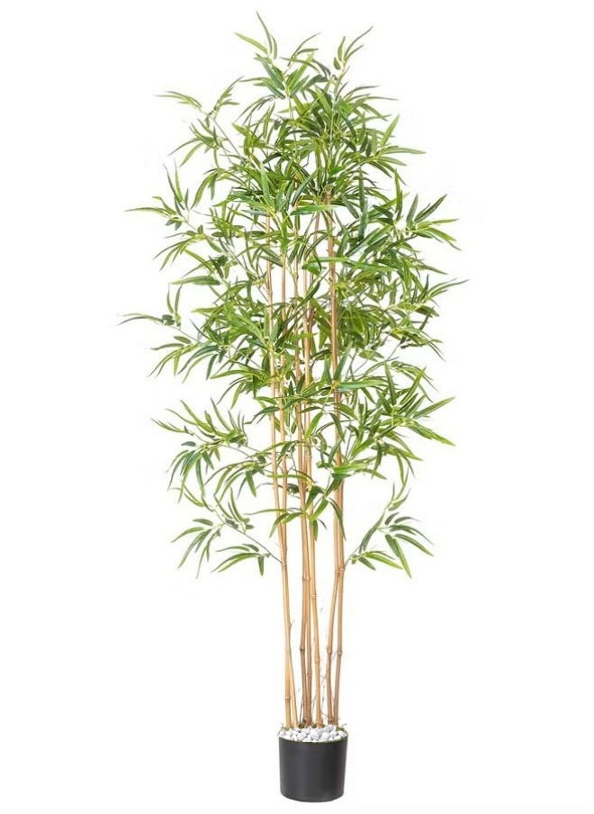 FPC Artificial Bamboo Tree, Real Touch Technology, Artificial Plant with 7 Trunks, Ideal for Home Office Indoor Decoration Equipped With Black Basin and White Stone  - Image 1
