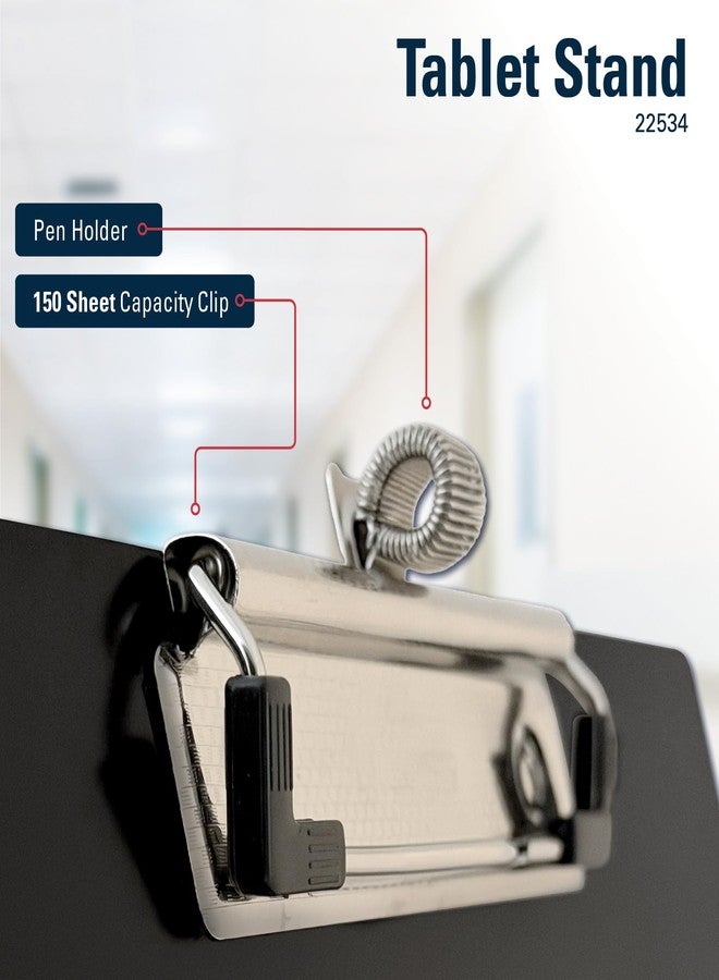 Saunders Free Standing Clipboard and Tablet Stand, Black Letter Size Paper Organizer with Steel Clip for Office, School & Work - Clip Board Paper Stand Holds Documents, Tablets & Phones - Made in USA - Image 3