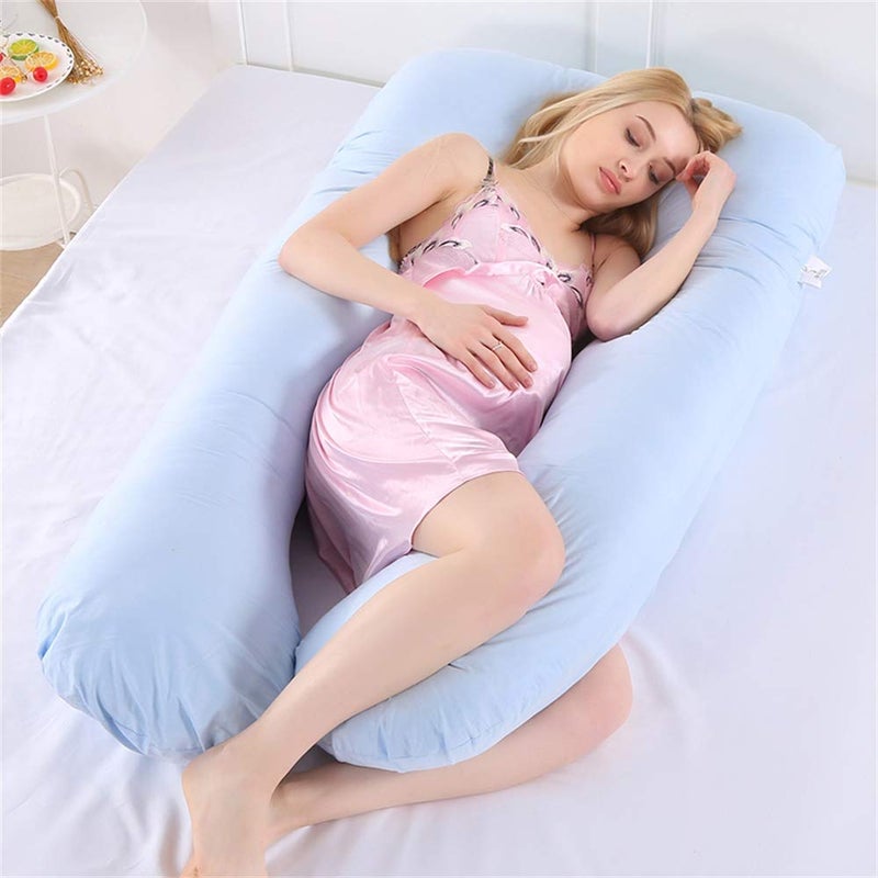 KWLET Pregnancy Pillow Cover/U Shaped Pillow Cover/Pregnancy Pillow Case/Maternity Pillow Case/Pillowcase with Removable Cotton Cover 57x30 Inch for Pregnancy Pillow Blue - Image 5