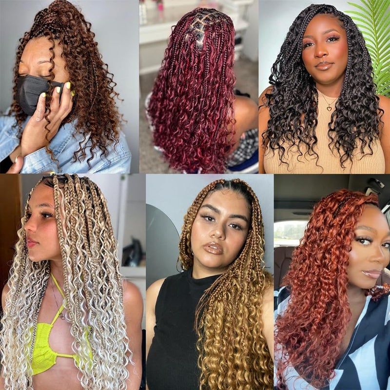 Sharopul Boho Braids Deep Wave Bulk 4 little pcs for Braiding Knotless Synthetic Hair Blend Extensions Feel Soft 14inch 100gram Bulk Bob Bohemian Deep Curly Braiding Hair (#30) - Image 5