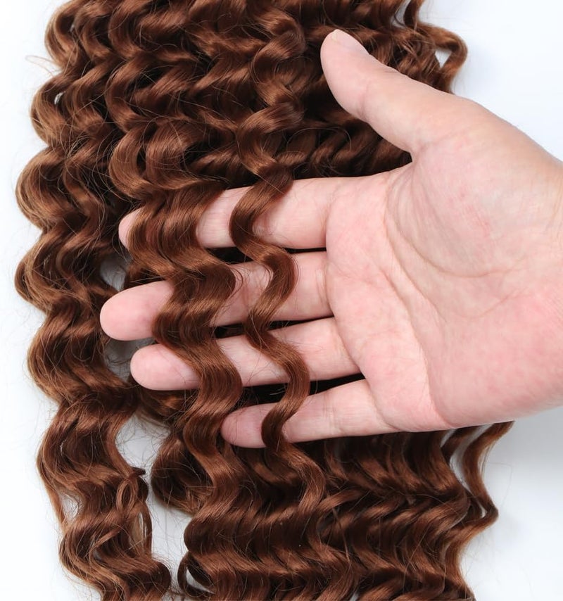 Sharopul Boho Braids Deep Wave Bulk 4 little pcs for Braiding Knotless Synthetic Hair Blend Extensions Feel Soft 14inch 100gram Bulk Bob Bohemian Deep Curly Braiding Hair (#30) - Image 2