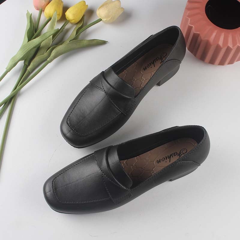 Heli Shark'S New Women'S Summer Thick-Heeled Shoes, Fashionable And Casual Flat-Soled Solid-Color Sandals, Low-Heeled Slip-On Outer Shoes For Women - Image 5