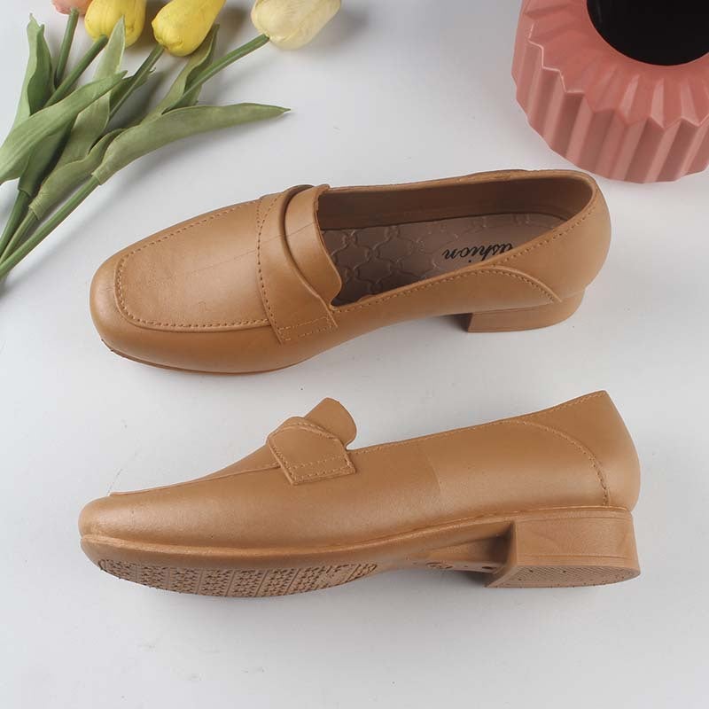 Heli Shark'S New Women'S Summer Thick-Heeled Shoes, Fashionable And Casual Flat-Soled Solid-Color Sandals, Low-Heeled Slip-On Outer Shoes For Women - Image 4