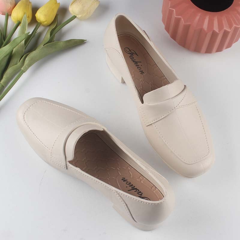 Heli Shark'S New Women'S Summer Thick-Heeled Shoes, Fashionable And Casual Flat-Soled Solid-Color Sandals, Low-Heeled Slip-On Outer Shoes For Women - Image 3