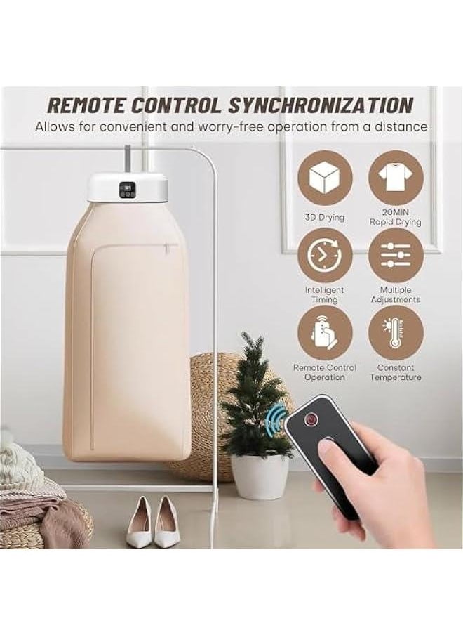 HOOKOR Portable Clothes Dryer,Mini Laundry Dryers with Remote Control, Small Compact Foldable Electric Drying Machine with Dry Bag for Travel,RV, Home,Apartment  - Image 3