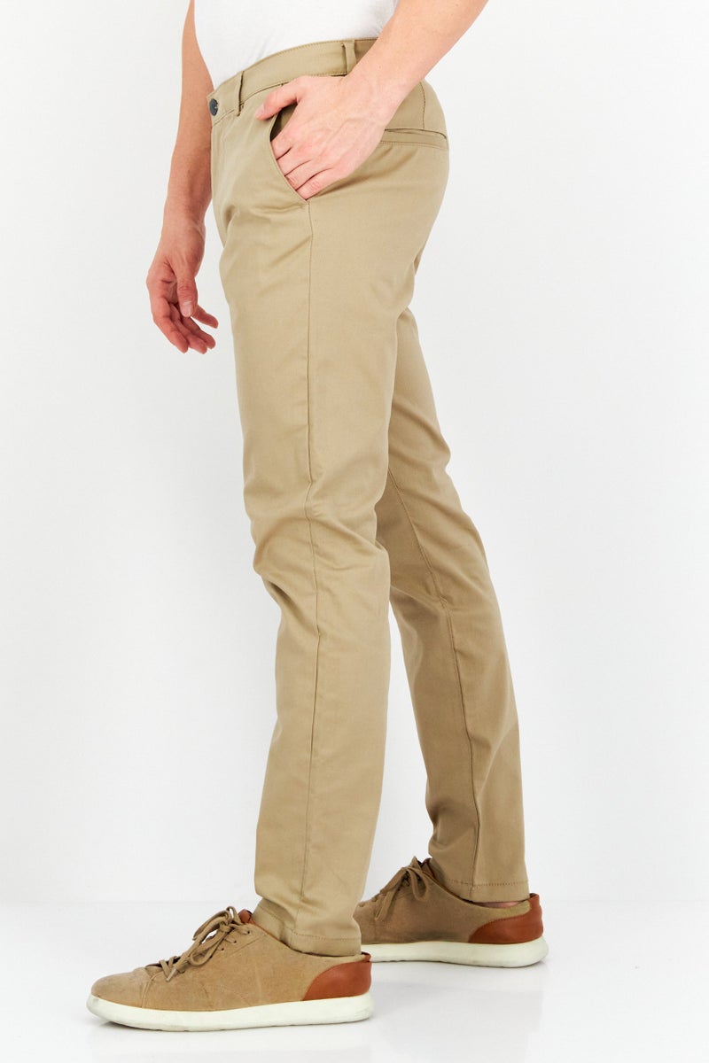 SELECTED Men Slim Fit Solid Chino Pants, Beige - Image 2