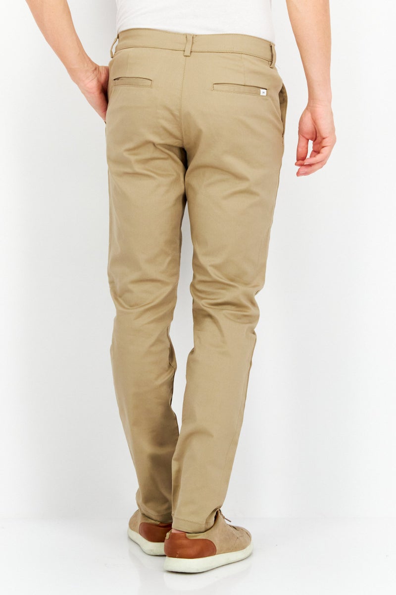 SELECTED Men Slim Fit Solid Chino Pants, Beige - Image 4