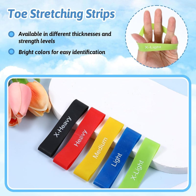 Hallux valgus correction split toe big toe set 5-piece, portable circular elastic stretch belt (multi-color) - Image 5