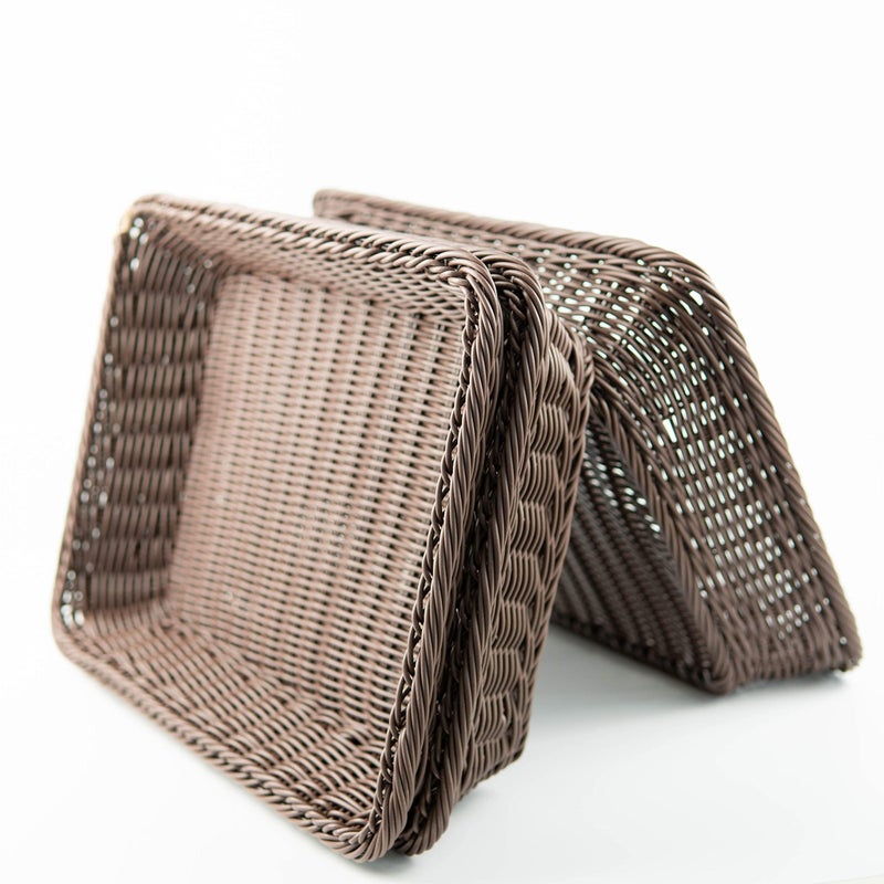 SOLAPOLLO SOLAPOLLO Poly Wicker Bread Basket 40x30x8CM with standRectangle Bread BasketRectangular Wicker Display Baskets for Kitchen StorageFood Display Baskets for Tabletop2 BrownStand 