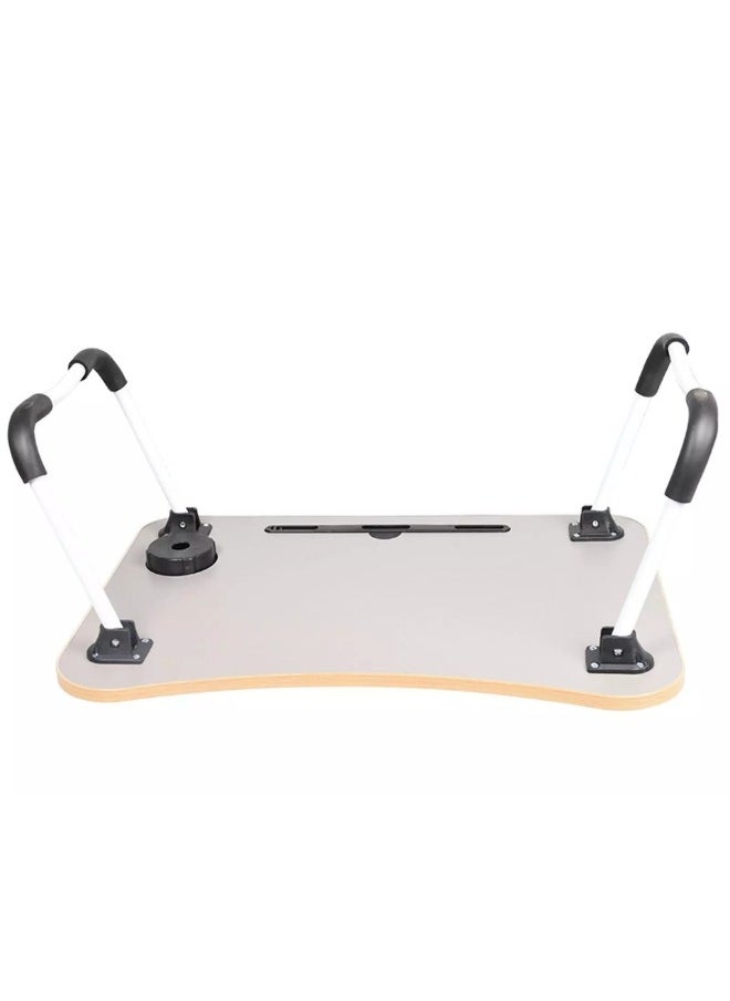Happy Home - Foldable Laptop Table with Cup Holder and iPad (Length: 60cm * Width: 40cm) - Beige - Image 1