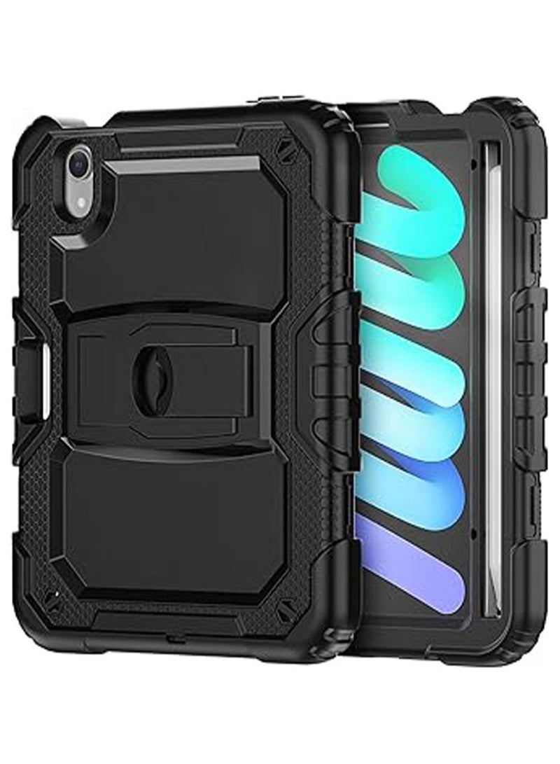 Shockproof Case Compatible with IPad Mini 7 (2024) 8.3 Inch, with Hidden Bracket and Pen Holder, Three-in-one Shatter-Seismic and Anti Fall Shell Cover for IPad Mini 7