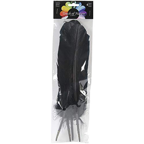 Touch of Nature 40365 4-Piece Turkey Feather for Art and Craft, 12.25 to 13-Inch, Black - Image 1