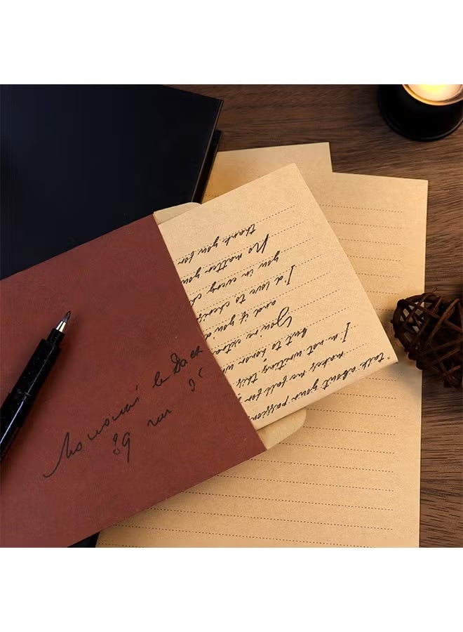 Stationery & Textured Envelope Set with 10 Textured Envelopes, 16Pieces of Kraft Paper and 32 Stickers for Letter Writing, Weddings, Invitations, Graduation Ceremonies - Image 2