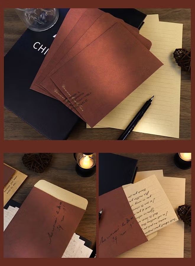 Stationery & Textured Envelope Set with 10 Textured Envelopes, 16Pieces of Kraft Paper and 32 Stickers for Letter Writing, Weddings, Invitations, Graduation Ceremonies - Image 5