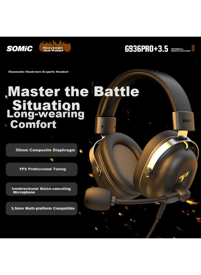 Somic G936 Pro+ 3.5mm Headset With Microphone, Noise-canceling, Sound Positioning, Compeion-grade, Computer Gaming Headset, Cs2 Pubg Fps - Image 1