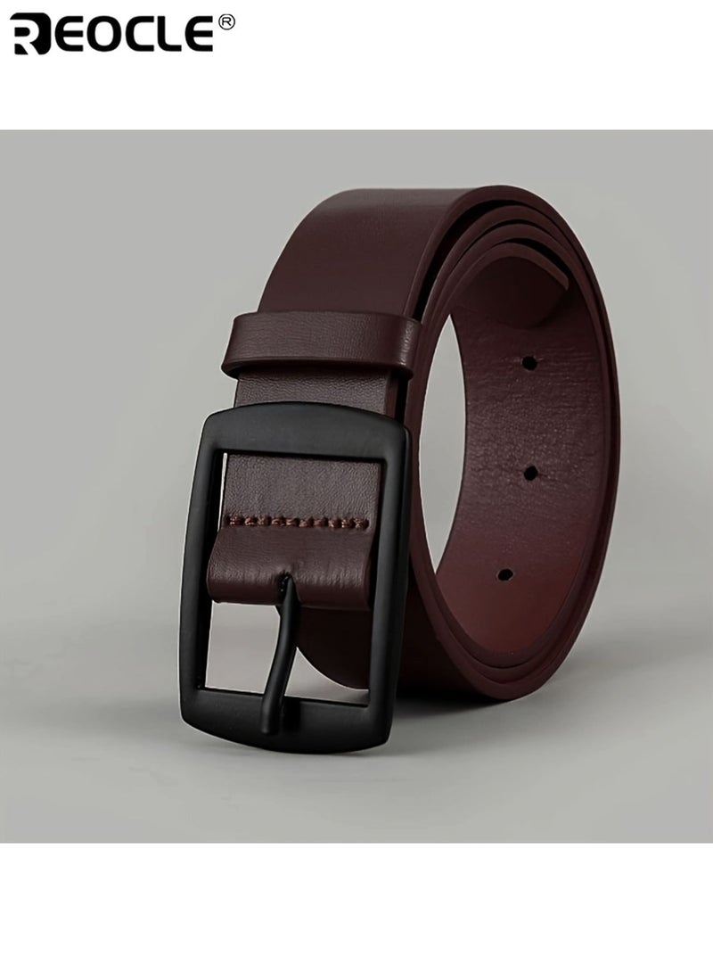REOCLE Men's Casual Belt with Alloy Buckle Classic Retro Design Highquality Faux Leather Adjustable Strap for Jeans Dress Pants Suitable for Everyday or Formal Events - Image 4