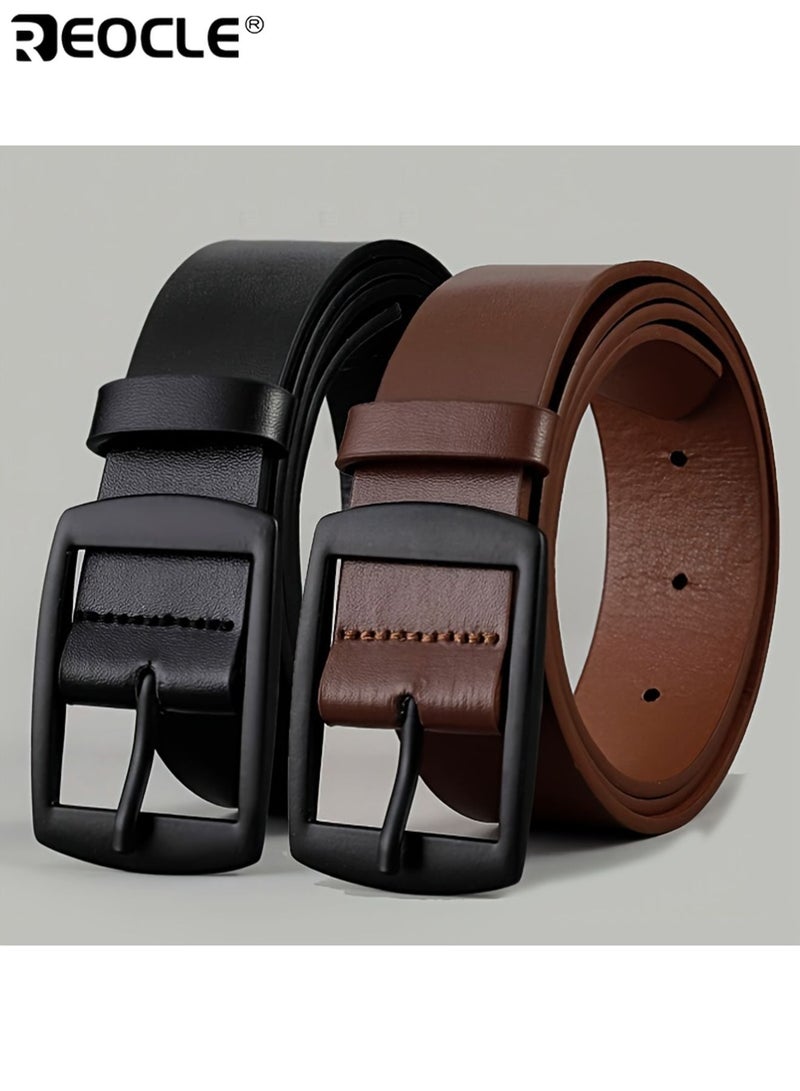 REOCLE Men's Casual Belt with Alloy Buckle Classic Retro Design Highquality Faux Leather Adjustable Strap for Jeans Dress Pants Suitable for Everyday or Formal Events - Image 5