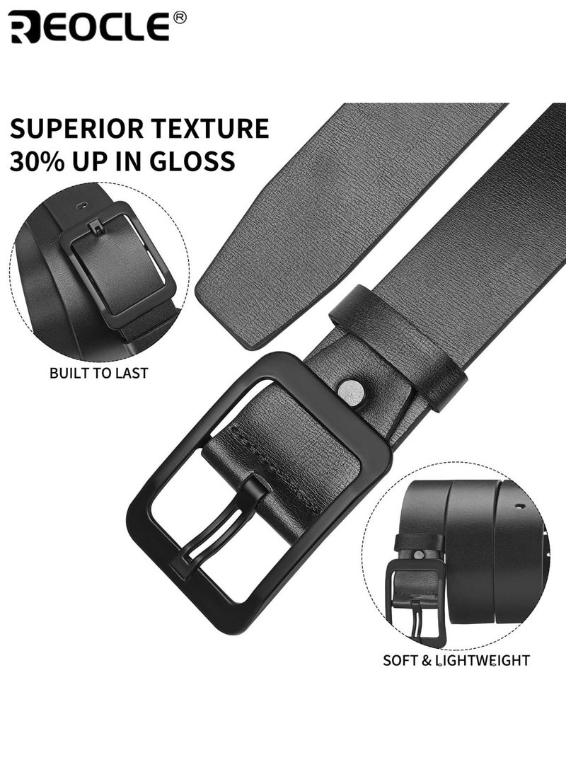 REOCLE Men's Casual Belt with Alloy Buckle Classic Retro Design Highquality Faux Leather Adjustable Strap for Jeans Dress Pants Suitable for Everyday or Formal Events - Image 2