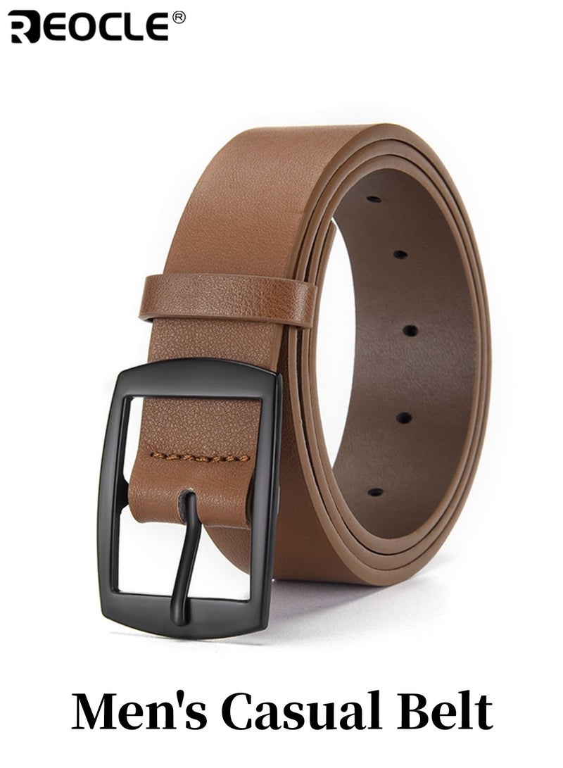 REOCLE Men's Casual Belt with Alloy Buckle Classic Retro Design Highquality Faux Leather Adjustable Strap for Jeans Dress Pants Suitable for Everyday or Formal Events - Image 1