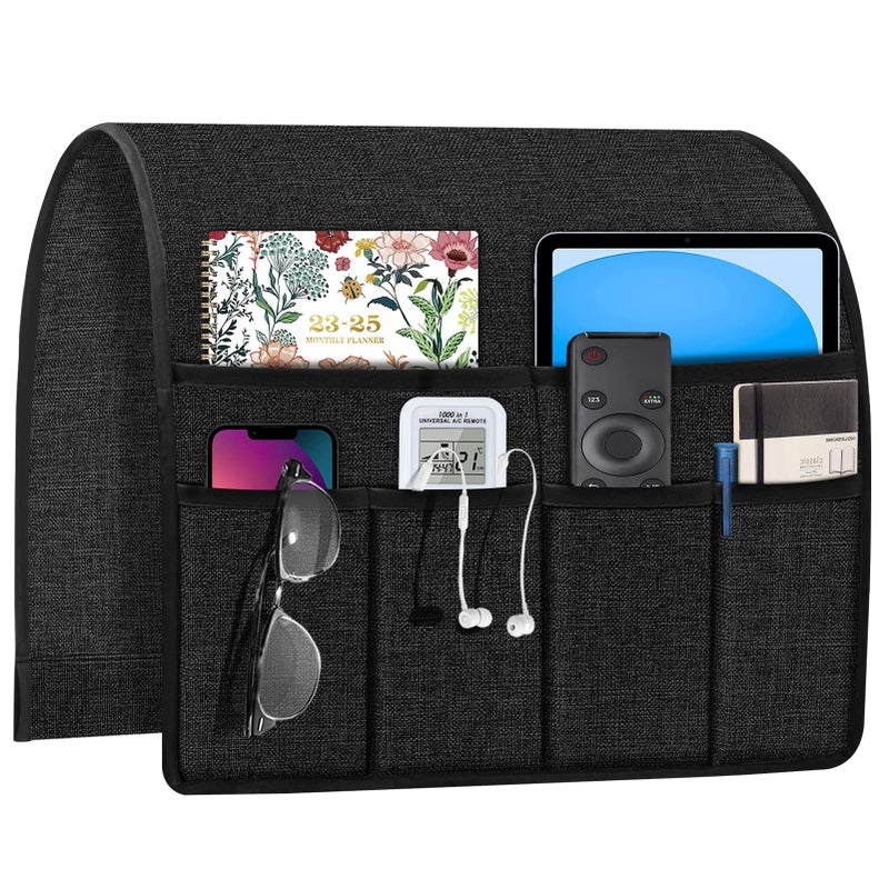 Joywell Joywell Remote Caddy Couch Remote Control Holder for Recliner Sofa Armrest Organizer Non Slip Arm Chair Caddie with 6 Pocket Storage for Magazine Tablet Phone iPad Black 