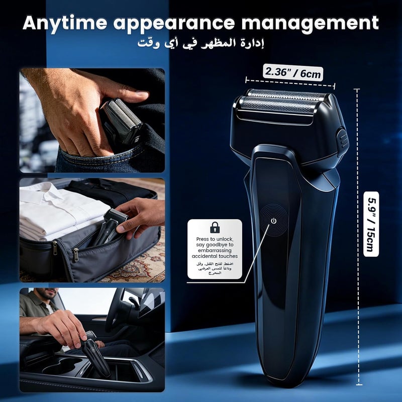 nafas Portable Electric Shaver for Men, Reciprocating Foil Razor with Pop-Up Trimmer, USB Rechargeable Cordless Shaving Machine, Suitable for Everyday Grooming, Ideal Holiday Gift for Husband and Dad - Image 2