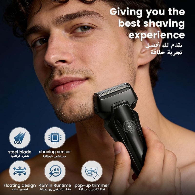 nafas Portable Electric Shaver for Men, Reciprocating Foil Razor with Pop-Up Trimmer, USB Rechargeable Cordless Shaving Machine, Suitable for Everyday Grooming, Ideal Holiday Gift for Husband and Dad - Image 3