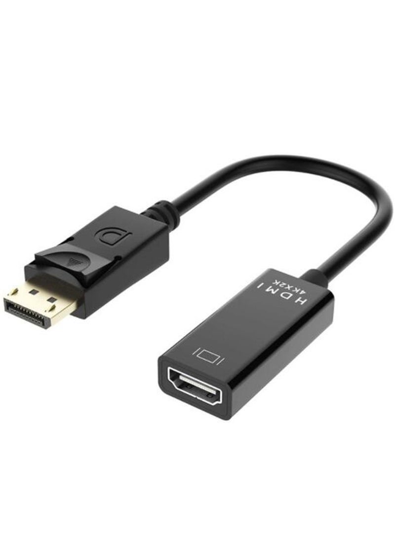 Generic - كابل محول DP إلى HDTV HDMI 4K 30 هرتز مطلي بالذهب منفذ عرض إلى كابل محول HDMI DP ذكر إلى كابل محول HDMI أنثى (أسود) - Image 1