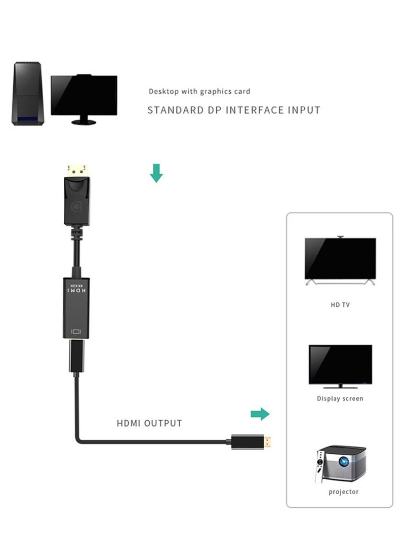 Generic - كابل محول DP إلى HDTV HDMI 4K 30 هرتز مطلي بالذهب منفذ عرض إلى كابل محول HDMI DP ذكر إلى كابل محول HDMI أنثى (أسود) - Image 1
