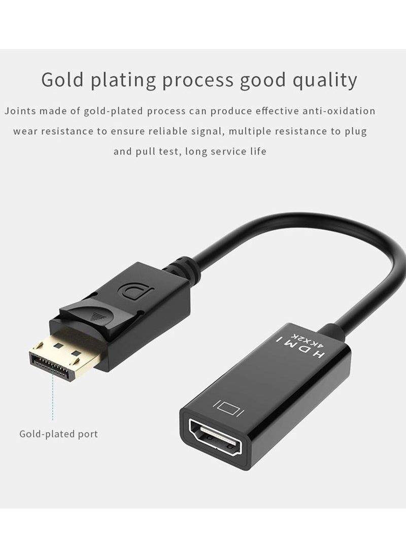 Generic - كابل محول DP إلى HDTV HDMI 4K 30 هرتز مطلي بالذهب منفذ عرض إلى كابل محول HDMI DP ذكر إلى كابل محول HDMI أنثى (أسود) - Image 1