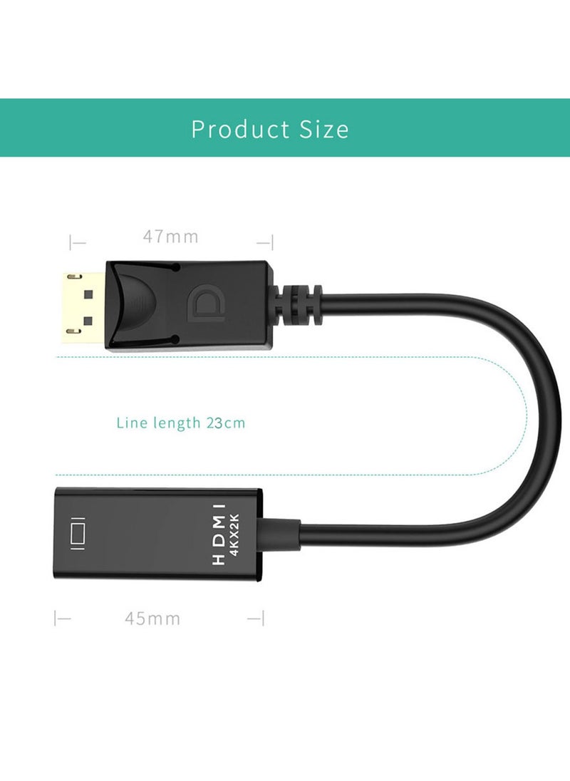 Generic - كابل محول DP إلى HDTV HDMI 4K 30 هرتز مطلي بالذهب منفذ عرض إلى كابل محول HDMI DP ذكر إلى كابل محول HDMI أنثى (أسود) - Image 1