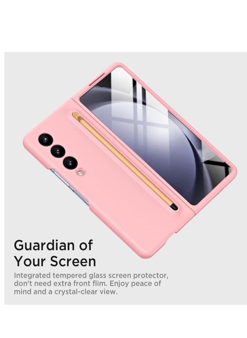 Case Compatible for Galaxy Z Fold 3 Case with Slim S Pen, Galaxy Z Fold 3 Case S Pen Fold Edition, Ultra-Thin Silky Liquid PC Matte Bumper Phone Case Cover for Samsung Galaxy Z Fold3 5G 2021 Pink  - Image 2