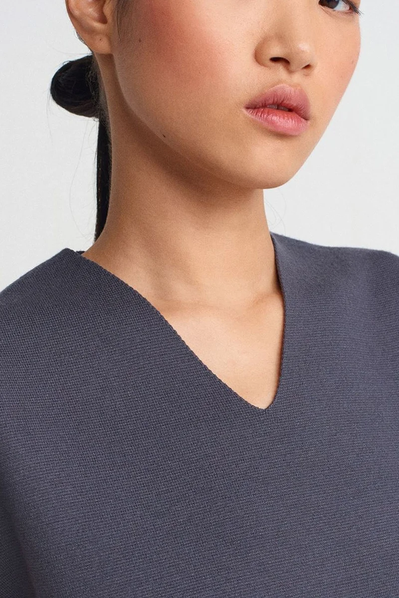 Dilvin Charcoal Grey DILVIN Women's Ribbed V-Neck Sweater Vest for Women | Best Price UAE