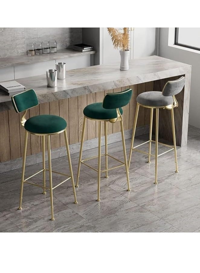 Generic Bar Stool High Bar Chair  ,Metal Legs Heavy Duty Barstools with Backs,Flannel Upholstered Counter High Chair for Kitchen, Restaurant,Coffee (Green)  - Image 3