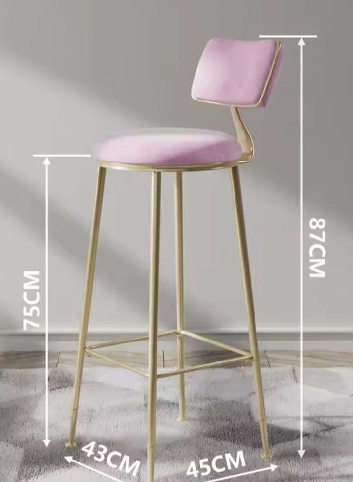 Generic Bar Stool High Bar Chair  ,Metal Legs Heavy Duty Barstools with Backs,Flannel Upholstered Counter High Chair for Kitchen, Restaurant,Coffee (Green)  - Image 2