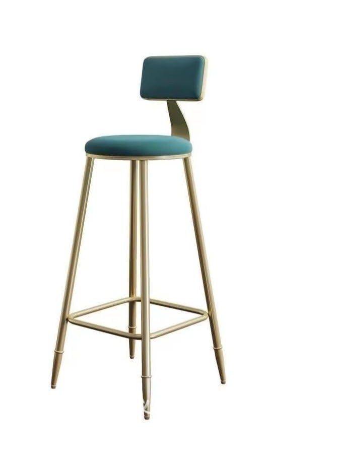 Generic Bar Stool High Bar Chair  ,Metal Legs Heavy Duty Barstools with Backs,Flannel Upholstered Counter High Chair for Kitchen, Restaurant,Coffee (Green)  - Image 1