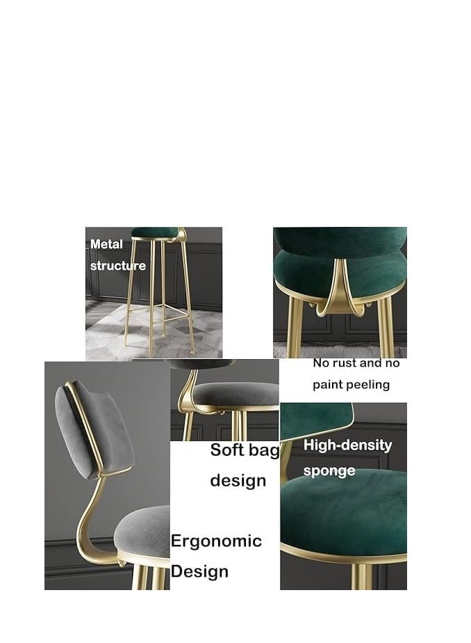 Generic Bar Stool High Bar Chair  ,Metal Legs Heavy Duty Barstools with Backs,Flannel Upholstered Counter High Chair for Kitchen, Restaurant,Coffee (Green)  - Image 4