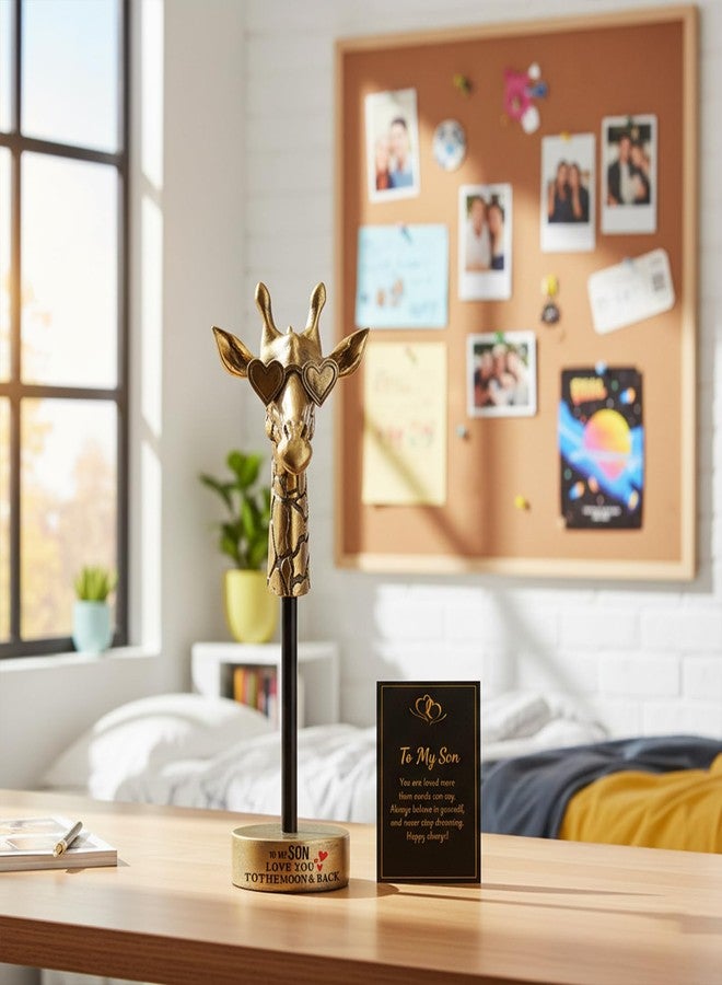 Newinhome هدايا عيد ميلاد للابن من الأم والأب، هدايا صغيرة للأولاد المراهقين، هدية زرافة رائعة ومضحكة مع بطاقة ملهمة، حيوانات معبرة مصنوعة يدويًا لعيد الأب للابن - Image 4