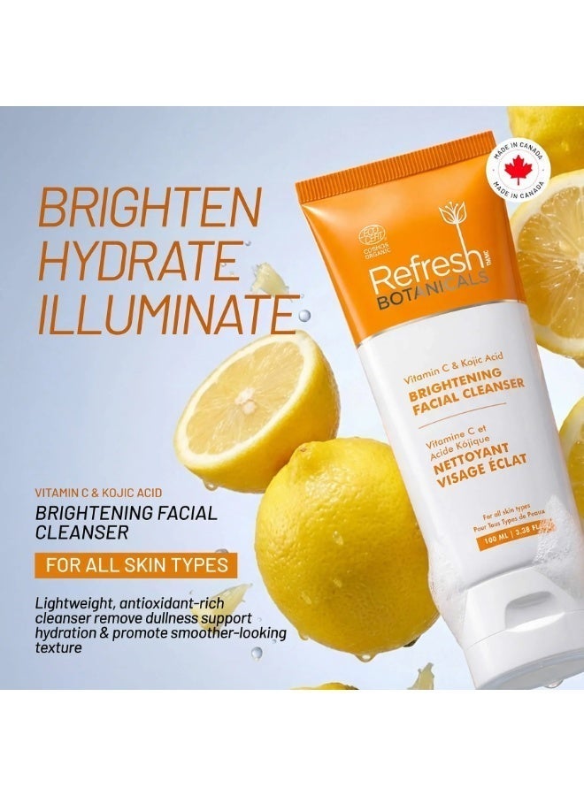 Refresh Botanicals Brightening Facial Cleanser with Vitamin C, Lemon & Cucumber Extracts, ECOCERT COSMOS Certified Organic Sulfate-Free Face Wash, Hydrating Daily Cleanser for Bright-Looking Skin, Removes Dirt, Oil & Makeup, Vegan, Cruelty-Free, Made in Canada - Image 2