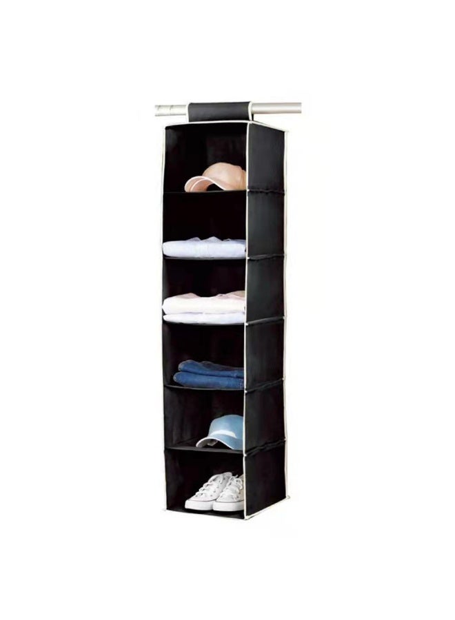 Fabric Hanging Closet Cloth Pants Organizer Bag 6-Shelf Large Capacity House Cupboard Storage Shelves - Image 2
