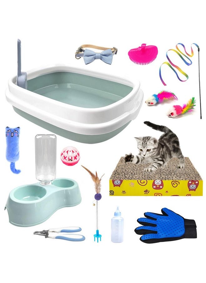 Hlimior Kitten Starter Kit, 15 Piece Cat Essentials Set Includes Cat Litter Box,Cat Toys, Cat Collars，Cat Scratch Pad, cat Nail File，Automatic Cat Feed Bowls, Pet Grooming Gloves for Cats Daily Life - pzsku/Z4C93B7AB0850F8D0F38CZ/45/_/1737031365/3b6b5d7b-9f0e-448a-b0c1-21283f2ff313