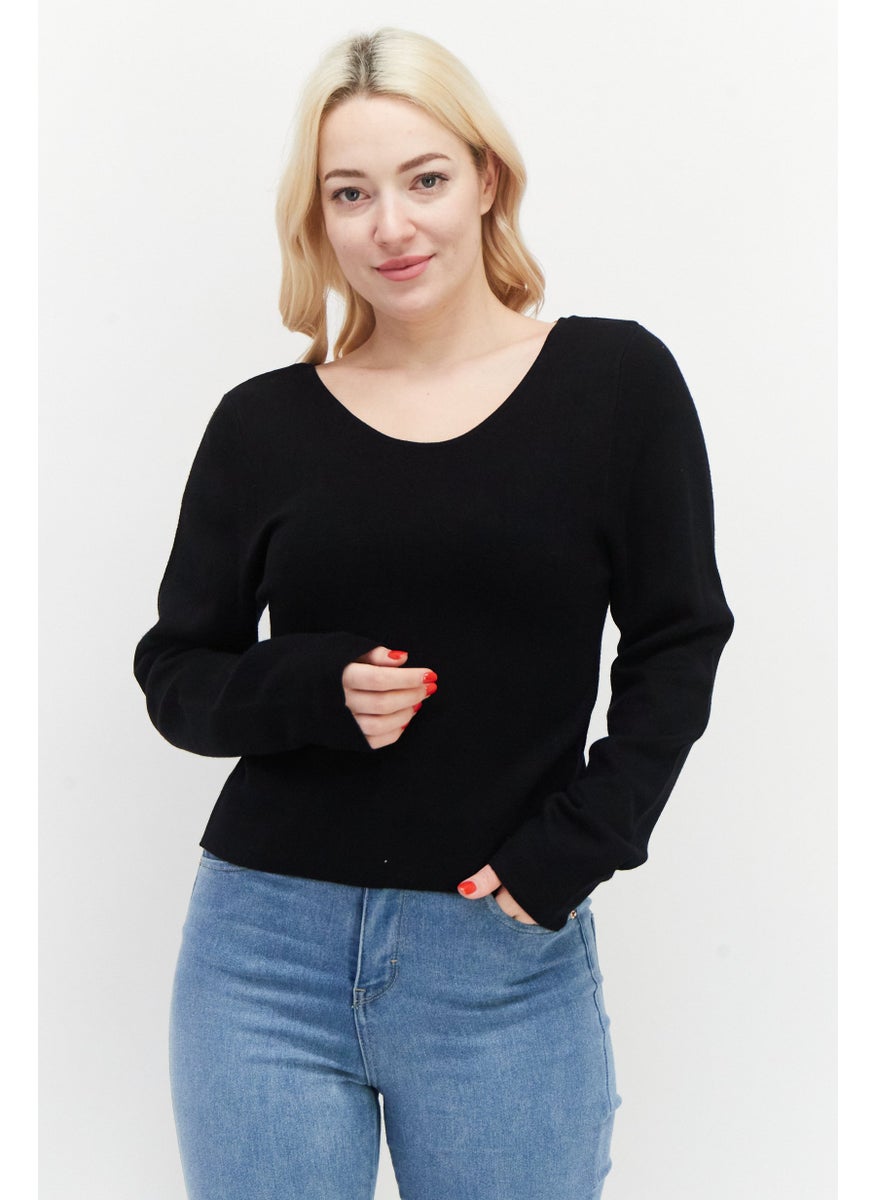 Women Scoop Neck Long Sleeve Textured Sweater, Black - pzsku/Z4C93BA4878B4DA5323CEZ/45/_/1732523963/e7446674-74a3-4fa6-9039-7a123e70de38