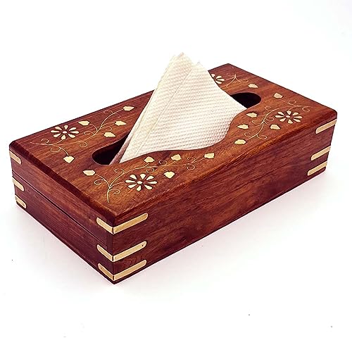 Zyntix Wooden Tissue Paper Box - Friendly 9 x 5 Inch Tissue Paper Holder, Car Tissue Box for Home or Office - Stylish & Durable Design to Keep Your Tissues Handy and Neat - Image 1