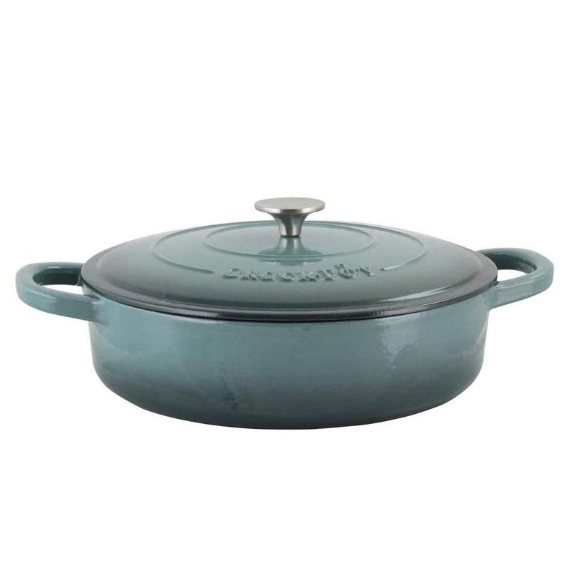 Crock-Pot Crock Pot Artisan Enameled Cast Iron Braiser W/Lid, 5 Quart, Slate Gray - Image 4