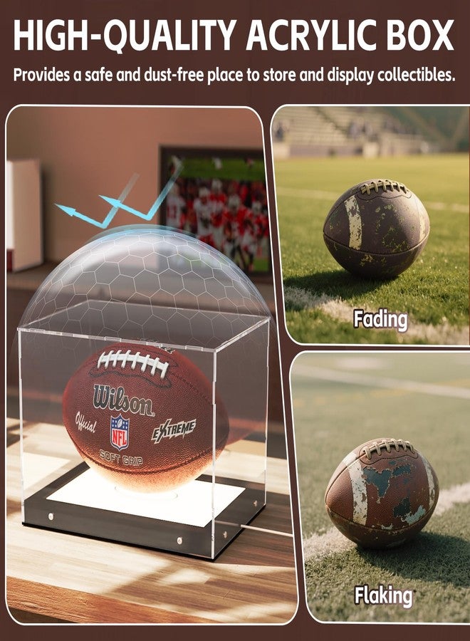 Choowin Football Display Case with Lights, Thickened Acrylic Football Case Display Clear, Lighted Display Case for Collectibles - Image 3