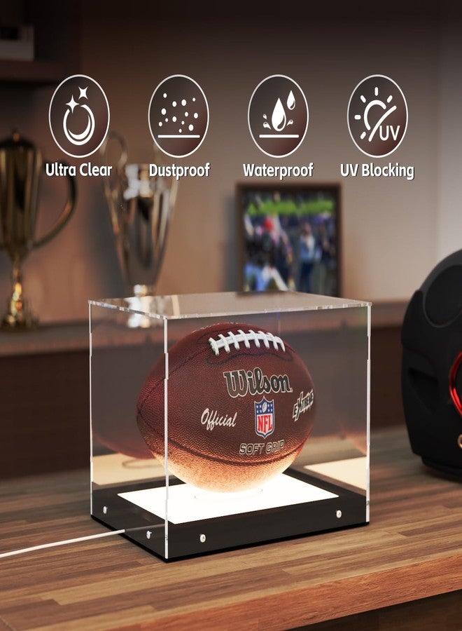 Choowin Football Display Case with Lights, Thickened Acrylic Football Case Display Clear, Lighted Display Case for Collectibles - Image 4