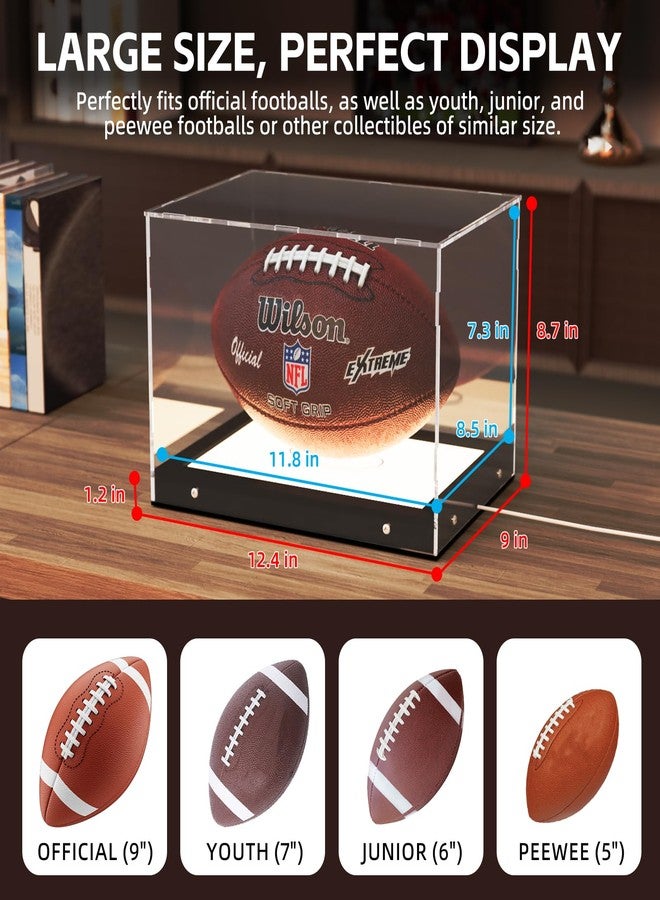 Choowin Football Display Case with Lights, Thickened Acrylic Football Case Display Clear, Lighted Display Case for Collectibles - Image 2