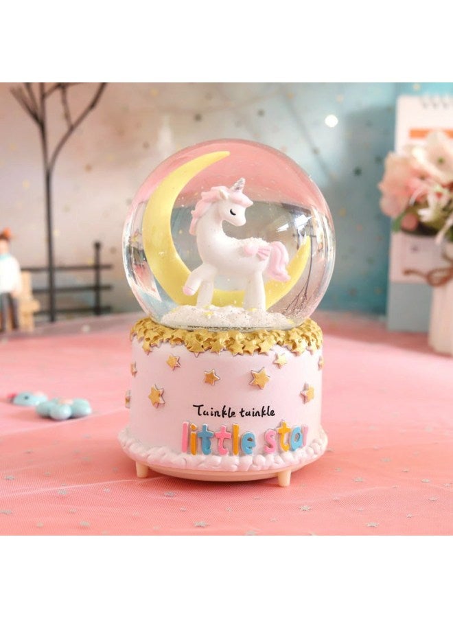 Frozen Aisha Princess Crystal Ball Unicorn Music Box KT Music Box Birthday Gift For Girls Aisha-Color:80# With Light Elsa Blue Skirt  - Image 5