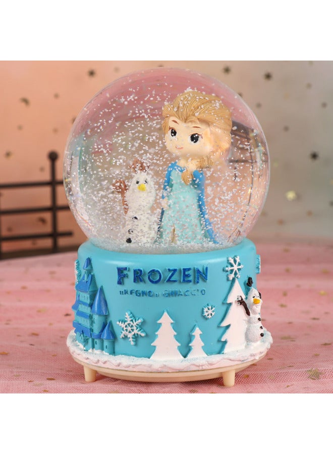 Frozen Aisha Princess Crystal Ball Unicorn Music Box KT Music Box Birthday Gift For Girls Aisha-Color:80# With Light Elsa Blue Skirt  - Image 2