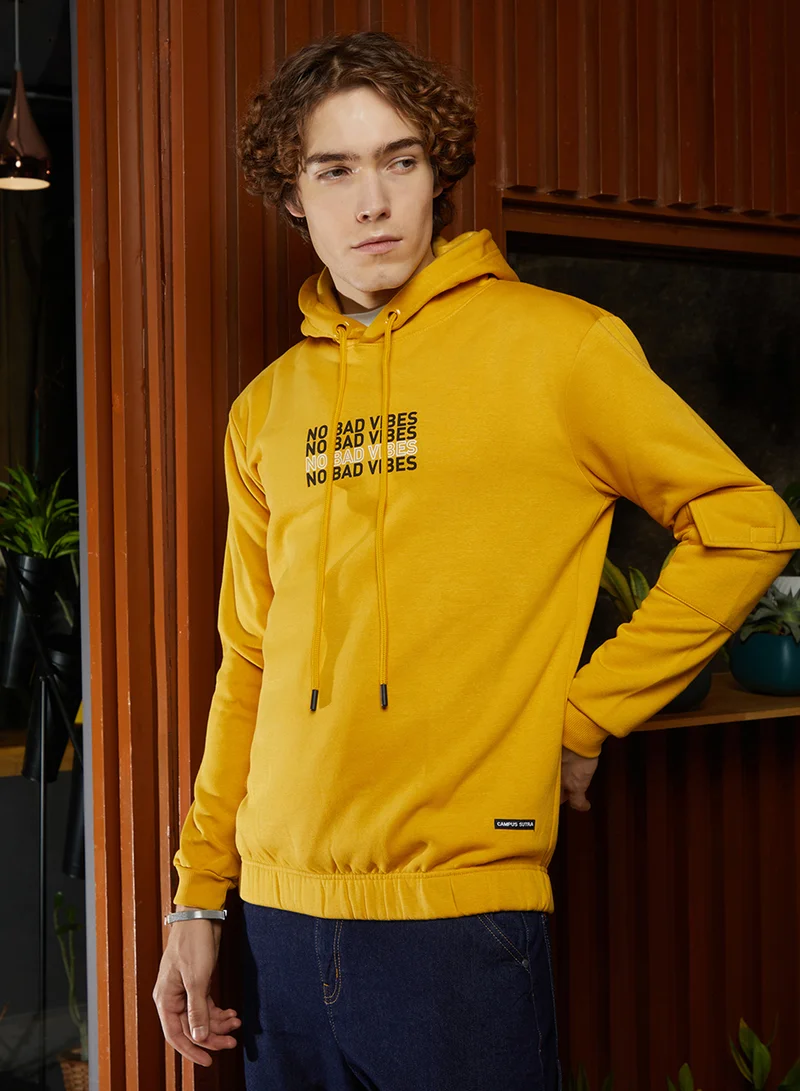 كامبوس سوترا Men's Mustard Yellow No Bad Vibes Pullover Hoodie
